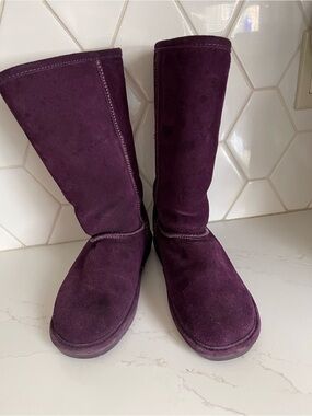 BearPaw Tall Suede Winter Boots in Plum